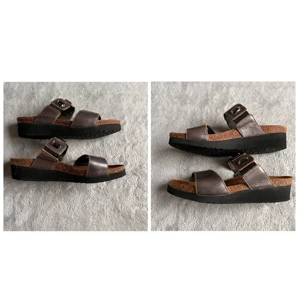 Naot  Michele Rhinestone Jewel Bejeweled Strappy Cork Comfort Sandal Silver Gray - Picture 5 of 15